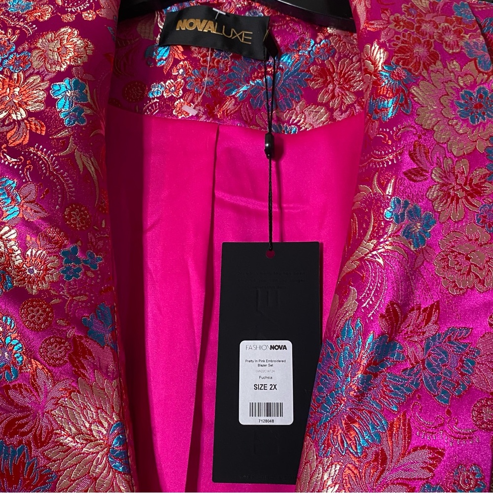 Fashion Nova | Nova Luxe • Pretty In Pink Embroidered Suit Set - Picture 5 of 10